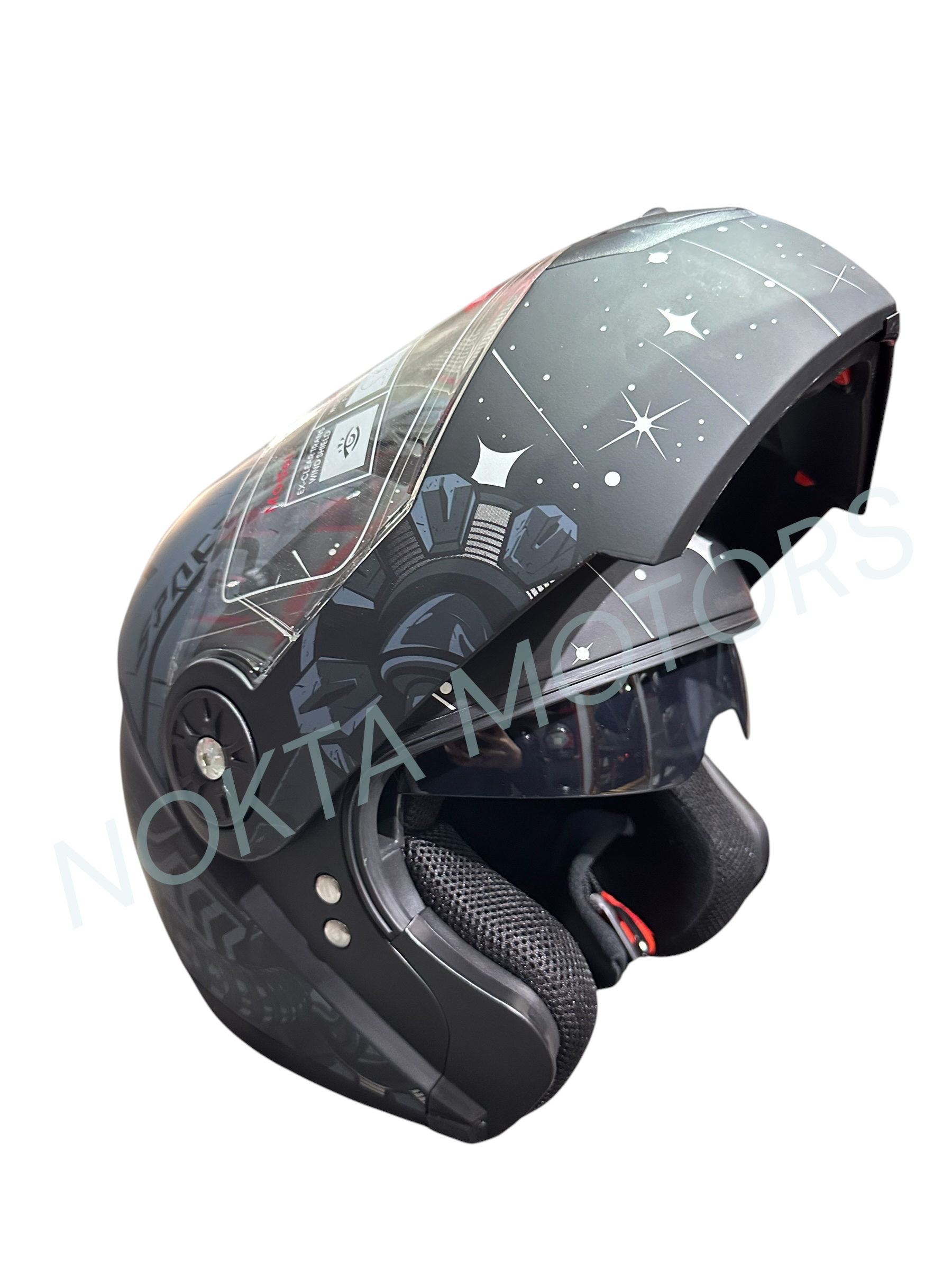 JK-20 ÇENE AÇILIR VİZÖRLÜ YILDIZLI MOTOSİKLET KASK